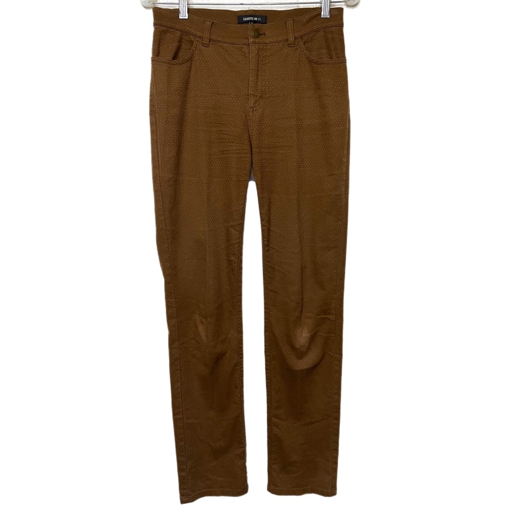 Lafayette 148 New York Textured Jacquard Pants Jeans Size 2 Brown Tan